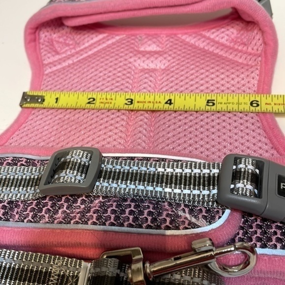 Pangdi Cat feline Pink Gray adjustable Pet Harness and attachable Leash Sz Large - Picture 5 of 9